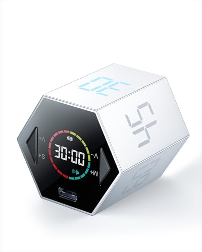 Ticktime T6 Pomodoro Timer Cube for Focus, Study, Work, Task, ADHD, Kitchen - color: Silver