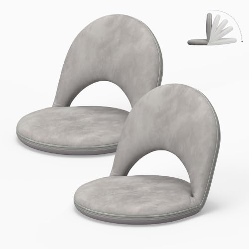 2Pcs Floor Chair with Adjustable Back Support for Kids and Adults - color: Gray-2 Pcs