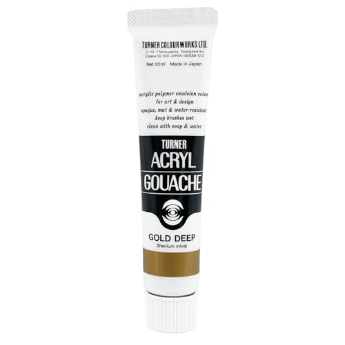Turner Colour Works Acryl Gouache Artist Acrylic Paint - Single 20 ml Tube - Gold Deep - color: Gold Deep, size: 0.7 Fl Oz (Pack of 1)