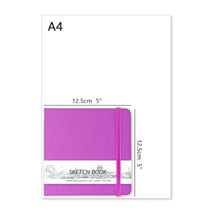 5" x 5" Hardcover Sketch Book,58 Sheets Small Mixed Media Pocket Sketch Pad | PU Cover,150 GSM Acid Free Artist Drawing Paper,Travel Journal Blank Notebook for Adults Sketching,Illustration. - color: 150gsm PU-light-rose purple