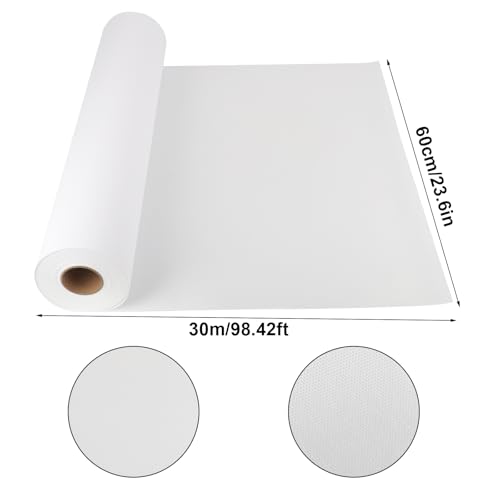 tonchean 24" x 98.4ft Canvas Roll for Printing, 240GSM Waterproof Polyester | Matte Finish, Works with Inkjet, Oil, and Photo Printing, High-resolution Surface Captures Fine Details, Wear Resistence
