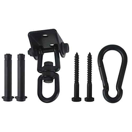 Hammock Hanging Kit 360° Rotating Hanging Chair Hardware 1000 lb Capacity - color: Black, size: 1