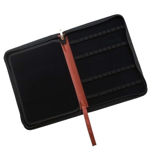 Lanxivi Fountain Pen Case Black Gray Coffee Style PU Leather 48 12 - color: Coffee-48 slot