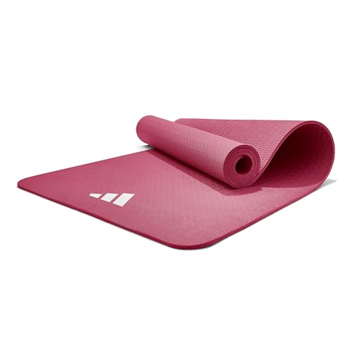 adidas Yoga Mat - Eco Friendly - Non Slip, Durable Textured Surface, 8mm - color: Mystery Ruby