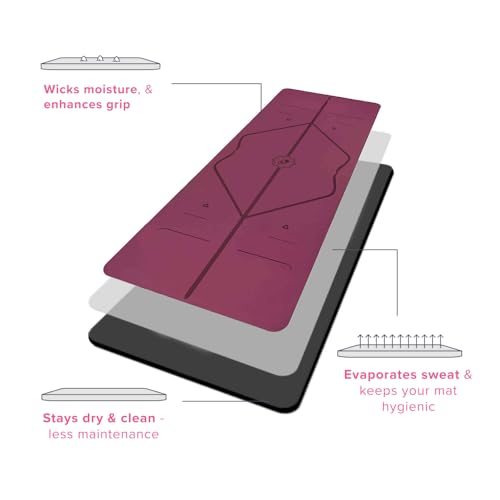 Liforme Classic Yoga Mat - Patented Alignment Design, Ultimate Grip - color: Maroon