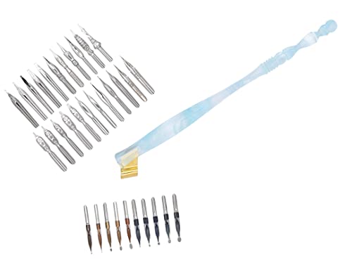 Gullor Powder Blue Oblique Calligraphy Dip Pen Nib Holder with 33 Nibs - color: Powder Blue