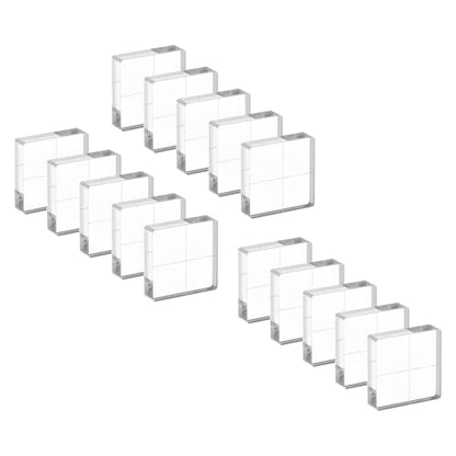 PATIKIL Acrylic Stamp Block, 15 Pack Stamping Block Square Shape with Grid Lines Decorative Mounting Blocks Set for Scrapbooking DIY Crafts Card Making, 1" x 1" - size: 1" x 1"