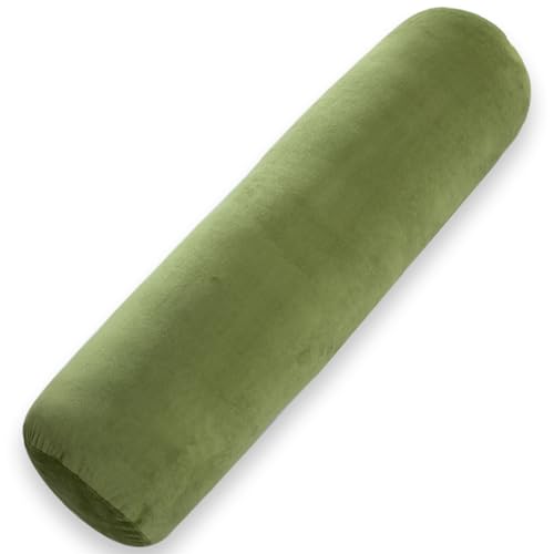 1 MIDDLE ONE Bolster Pillow for Bed, Long Round Body Pillow for Adults with Removable Velvet Cover, Decorative Tube Roll Cylinder Pillow, 35 x 7.87 Inch, Green - color: Green, size: 35 inch