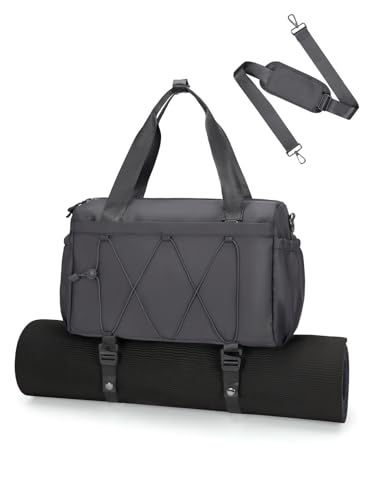 RHDZO Small Gym Bag for Women with Yoga Mat Holder and Wet Pocket Dark Gray - color: Dark Gray