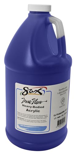 Sax True Flow Heavy Body Acrylic Paint, 1/2 Gallon, Ultramarine Blue - 439280, 64 Fl Oz (Pack of 1) - color: Ultramarine Blue