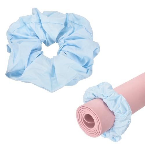 Yoga Mat Scrunchy, Durable & Elastic Fabric Yoga Mat Strap Band - color: Light Blue