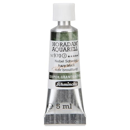 Schmincke - HORADAM® AQUARELL, Super Granulation, 14 970 001, Haze Black, 5 ml, very strongly granulating shades, finest, super granulating watercolors - color: 970 haze black