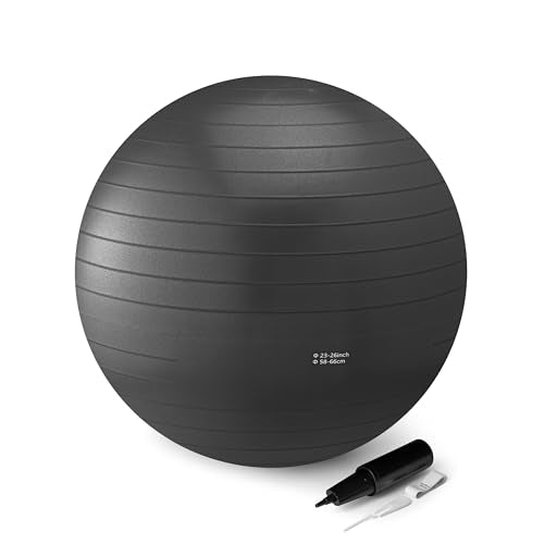 Amazon Basics Anti-Burst Exercise Ball with Pump, 23-26" Diameter - color: Black