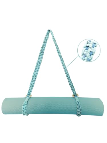 kiido Macrame Yoga Mat Carrying Strap [MAT NOT Included], Hand Woven Multi-use Strap/Carrier for Your Yoga Mat, Exercise Mat - color: Light Blue