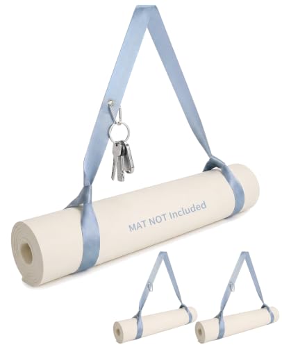 3 Pack Yoga Mat Strap Carrier with Carabiner Clip, Adjustable Sling Holder for Carrying Exercise & Pilates Mats