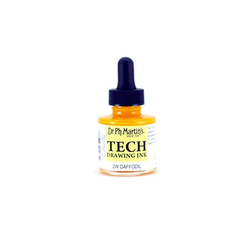 Dr. Ph. Martin's TECH Drawing Ink (2W) Ink Bottle, 1.0 oz, Daffodil, 1 Bottle