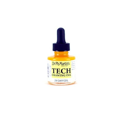 Dr. Ph. Martin's TECH Drawing Ink (2W) Ink Bottle, 1.0 oz, Daffodil, 1 Bottle