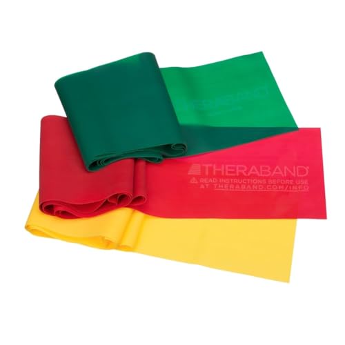 THERABAND Resistance Bands Set, Beginner Kit, Yellow, Red, Green, Non-Latex
