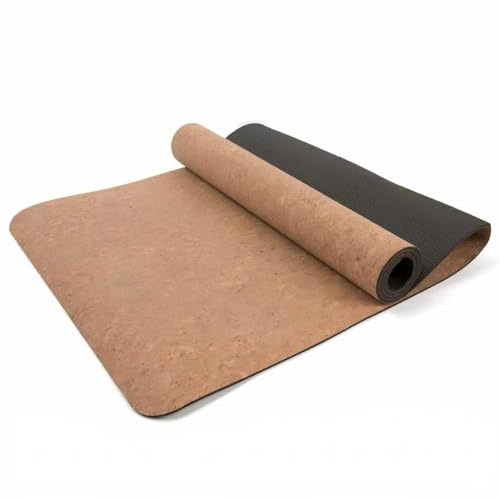 Cork Yoga Mat 6mm Extra Thick Cushioning High Density Natural Rubber Exercise Pad 72 x 24 Inch for Home Gym - color: Rubber