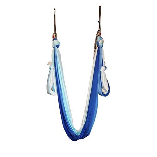 Aerial Yoga Hammock Aerial Pilates Silk Yoga Swing Set Inversion Equipment include daisy Chain, Pose Guide 5.5 yards - color: Blue Sea Color