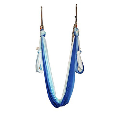Aerial Yoga Hammock Aerial Pilates Silk Yoga Swing Set Inversion Equipment include daisy Chain, Pose Guide 5.5 yards - color: Blue Sea Color