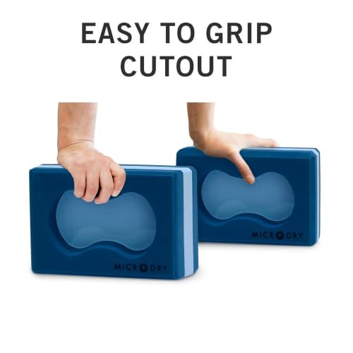 Microdry Sure-Grip Yoga Blocks Collection - color: Light Blue/Dark Blue