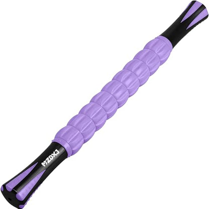 Muscle Roller & Massage Roller Stick for Athletes - Lymphatic Drainage Support, Relieves Muscle Soreness, Cramping & Tightness - Targets Legs, Arms, Back & Calves （Purple Wheel） - color: Purple
