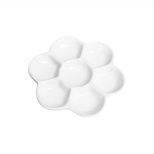 2 pcs 3.4" Diameter Paint Palette Glazed Watercolor Painting Mixing Ceramic Palette Flower Shape