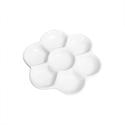 2 pcs 3.4" Diameter Paint Palette Glazed Watercolor Painting Mixing Ceramic Palette Flower Shape