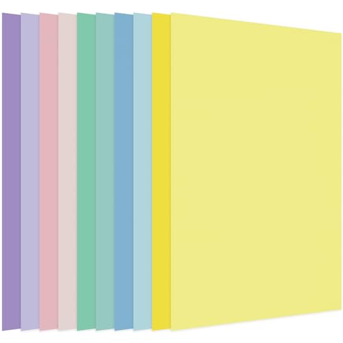 Whaline 150 Sheets 8.5 x 11 Inch Pastel Colored Card Stock Paper 10 Assorted Colors Solid Core Crafts Scrapbook Paper for Print DIY Boho Arts Making School Office Home Supplies, 65lb - color: Pastel