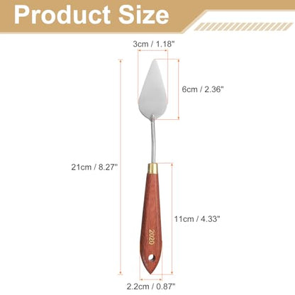 HARFINGTON Palette Knife Painting Tool 2.36" x 1.18" Stainless Steel Teardrop Blade 8.27" Length Spatula Painting Pallet Knives with Hole Beech Wood Handle for Oil Acrylic Canvas, Red/Silver - size: 8.27" x 1.18" x 2.36"