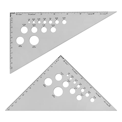 Alumicolor Aluminum Calibrated Drafting Triangle 2 Piece, 6 Inch & 8 Inch Set, 30/60 Degree (8 Inch) & 45/90 (6 Inch)