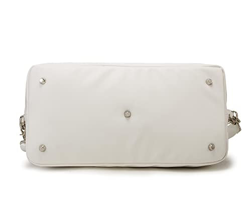 Kinmac Women's Travel Duffel Bag,Sports Gym Yoga Duffel Bag Weekender Overnight Totes Bag (White Embroider) - color: White Embroider
