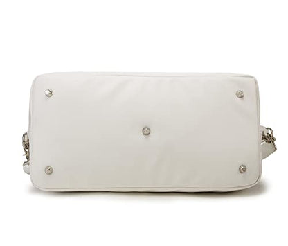 Kinmac Women's Travel Duffel Bag,Sports Gym Yoga Duffel Bag Weekender Overnight Totes Bag (White Embroider) - color: White Embroider