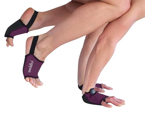 YogaPaws Elite Padded Non Slip Yoga Gloves and Yoga Socks for Women and Men - color: Rich Plum, size: 3