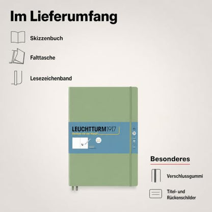 Leuchtturm1917 - Master A4 Hardcover Sketchbook (Sage) - 112 Pages of 150g/m² Paper - color: Sage, size: Master (A4+)