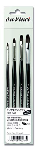 da Vinci Brushes 5898 Casaneo Flat (Sizes 2,4,6,8) Artist Brush Set, Black, 4 - style: Casaneo Flat Set