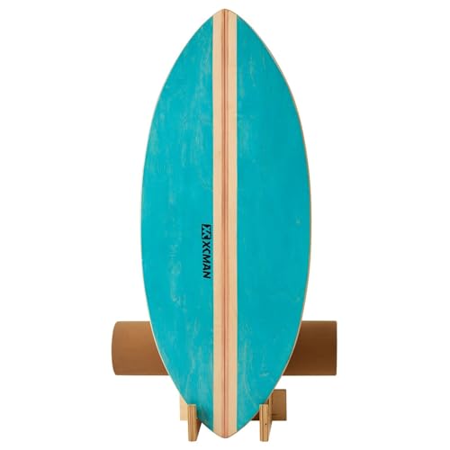 XCMAN Surf Balance Board Trainer with Roller Wooden Exercise Balancing Stability Trainer - Non Slip Surface for Adults Kids|Balance Board for Surfing,Snowboarding,Skateboarding,Hockey,Yoga Training - color: Leaf Green