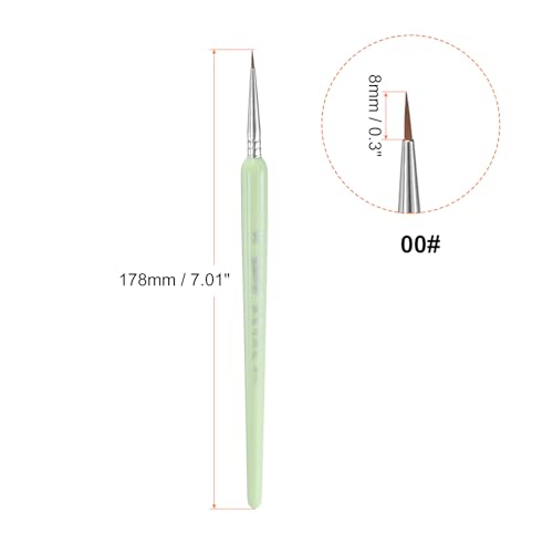 HARFINGTON 6pcs Detail Paint Brushes 8mm Pointed Tip Nylon Hair Miniature Painting Brush for Watercolor Oil Acrylic Painting(00#), Green - color: Green, size: 00# 8mm