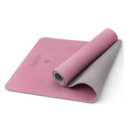 Premium Yoga Mat – Sweat-Activated Non-Slip PU Grip I Natural Rubber Base I 4mm for Yoga, Pilates & Workouts - color: Dusty Rose