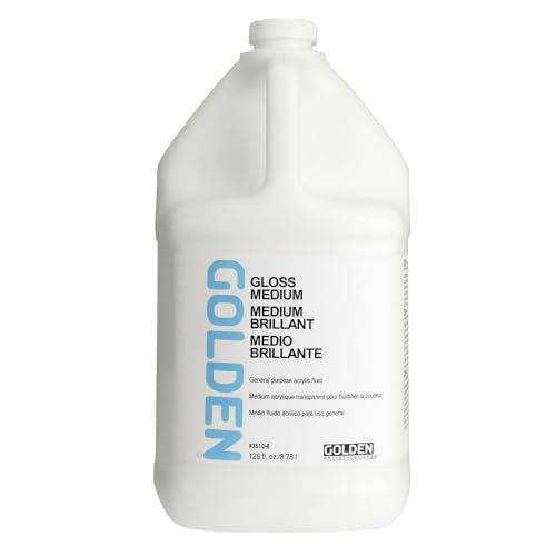 Gloss Medium by GOLDEN, 128 fl. oz. Jug, Professional Acrylic Medium, Transparent