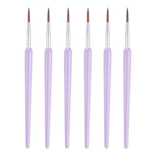 HARFINGTON 6pcs Detail Paint Brushes 19mm Pointed Tip Nylon Hair Miniature Painting Brush for Watercolor Oil Acrylic Painting(5#), Purple - color: Purple, size: 5# 19mm