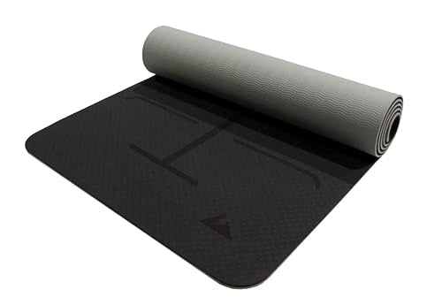 BodyForge Yoga Mat Thick Exercise Mat Thick 8mm TPE Eco-Friendly with Alignment Marks Non-Slip Extra Thick High-Density for Women and Men Workout Pilates - color: Black