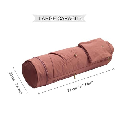 ESVAN Yoga Mat Bag with Multi Pockets Drawstring Yoga Mat Carrier Pilates Exercise Multi-Functional Storage Bag - color: Nylon Pink