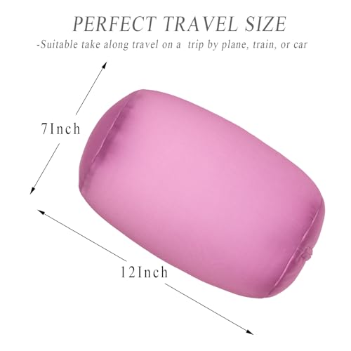 Microbead Bolster Tube Pillows with Double Cover，Squish Bean Bed Microbead Pillow Soft Neck Back Lumbar Support Smooth Cool Touch Comfortable Fabric (Purple) - color: Purple