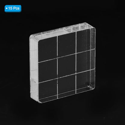 PATIKIL Acrylic Stamp Block, 15 Pack Stamping Block Square Shape with Grid Lines Decorative Mounting Blocks Set for Scrapbooking DIY Crafts Card Making, 1.22" x 1.22" - size: 1.22" x 1.22"