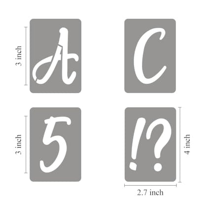 3 Inch Letter Stencils for Painting - 42 Pack Alphabet Letter Number Templates with Signs, Reusable Plastic Alphabet Number Stencils for Chalkboard Fabric Rock Wood Crafts Painting - size: 3 Inch
