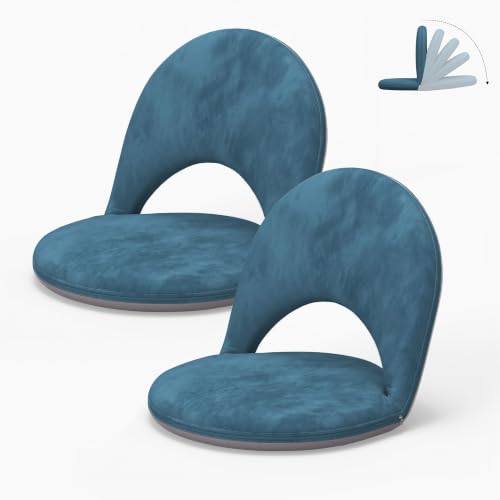 2Pcs Floor Chair with Adjustable Back Support for Kids and Adults - color: Blue-2 Pcs