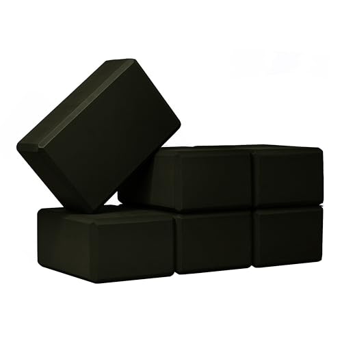 6 Pack 4" Yoga Block, EVA Foam Yoga Brick | 4"x6"x9" Bulk Workout Brick for Stretching, Pilates, and Workout, Firm & Supportive Exercise Blocks for Home, Schools, Studio - color: Black