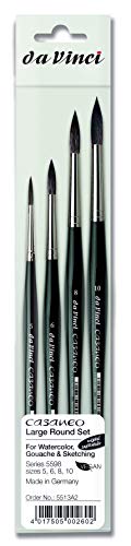 da Vinci Brushes 5598 Casaneo Large Round (Sizes 5,6,8,10) Artist Brush Set, Black, 4 - style: Casaneo Large Round Set